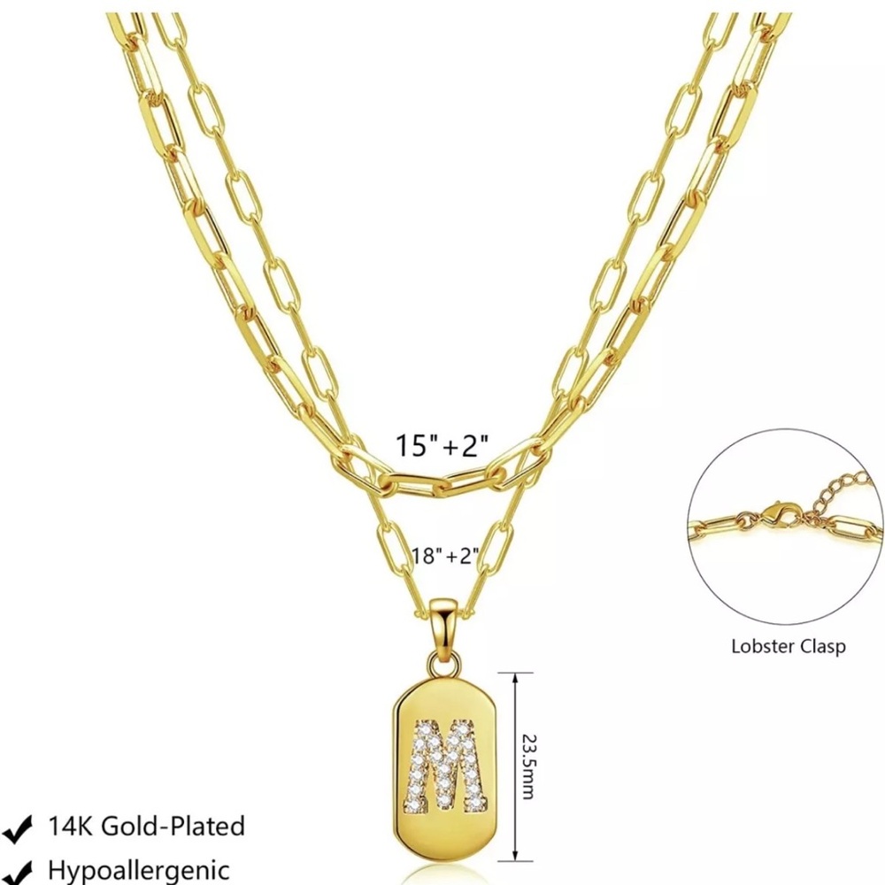 Luxval 14K Gold Plated 18” Layered Initial Y Paperclip Necklace Gift Boxed New - Picture 6 of 10